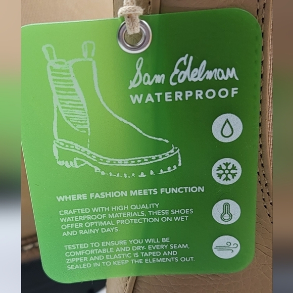 346- Sam Edelman Laguna Chelsea Boots Sesame Color Leather Size 9.5 M NWT - Picture 9 of 13